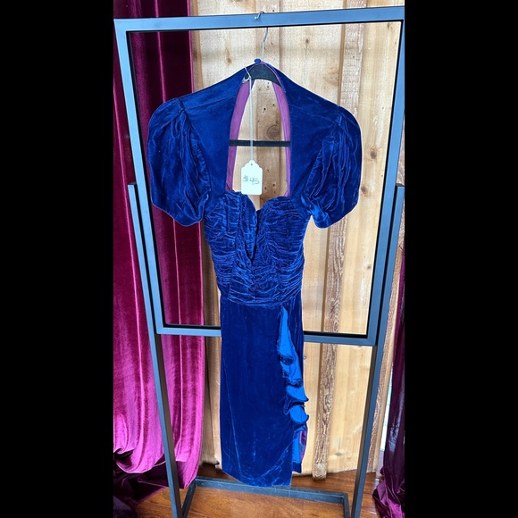 Vintage Inspired B.B. Collections by Barbara Barbara Crushed Velvet-like dress - Picture 1 of 3